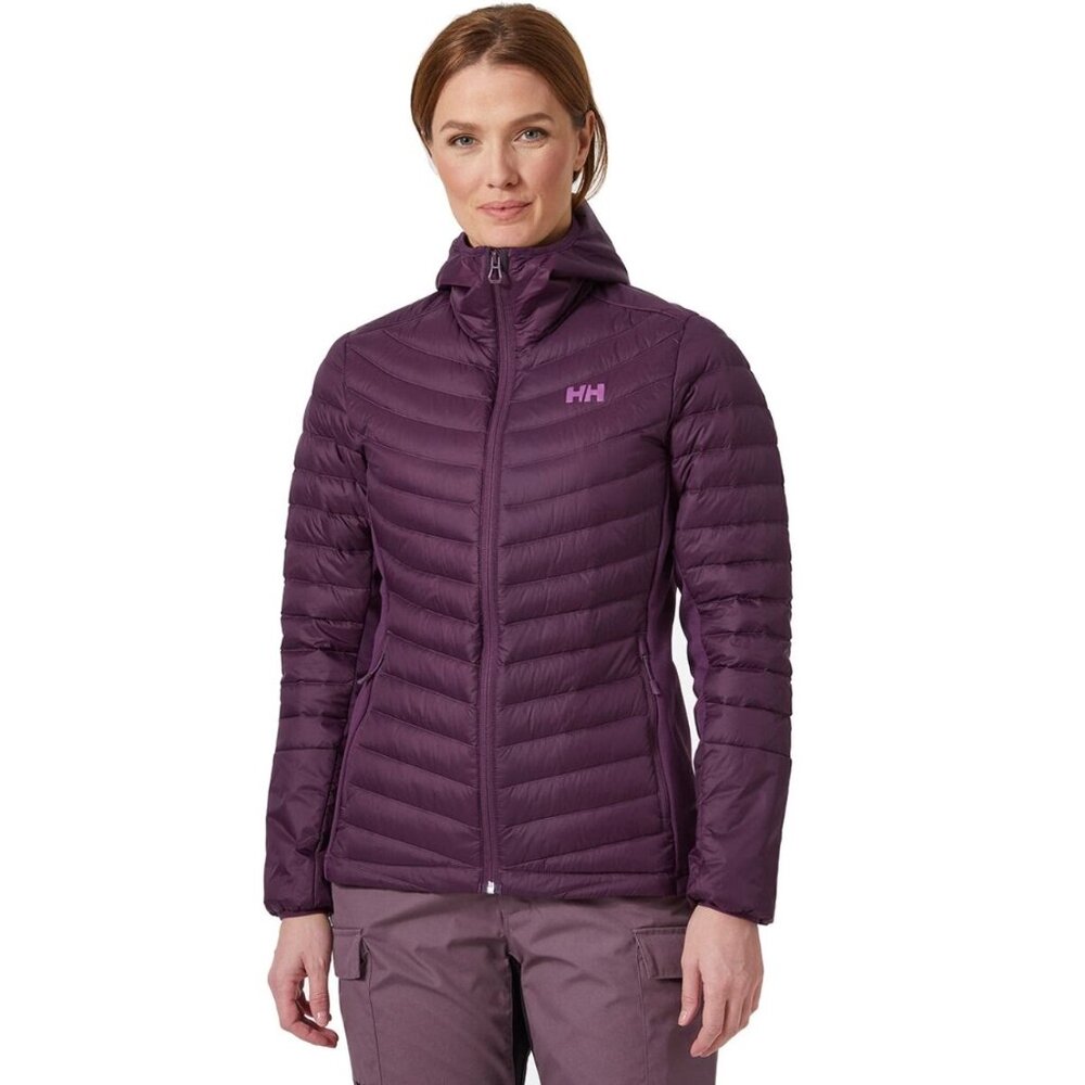 Helly Hansen Verglas Goose Down Hooded Puffer Jacket Packable Stretch Travel